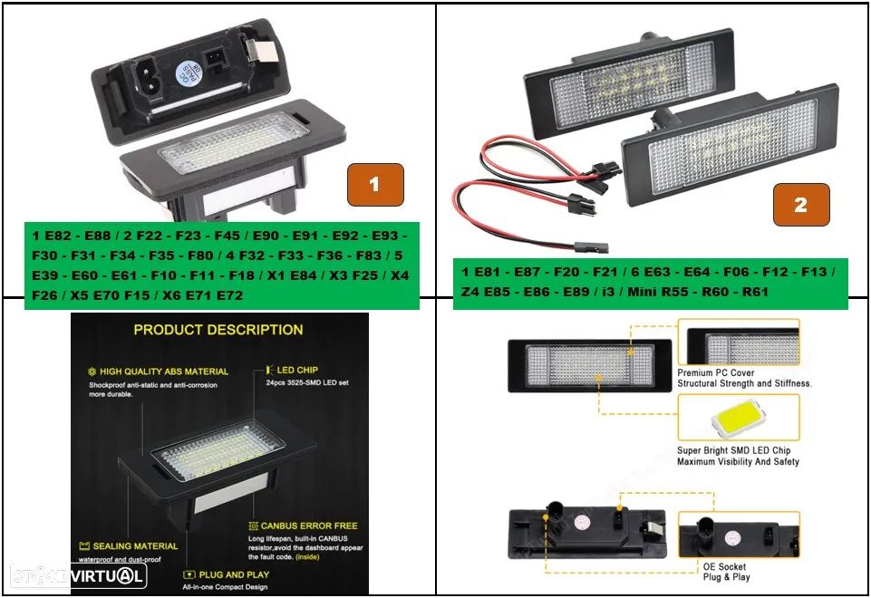 Par luz LED matrícula para BMW - 1