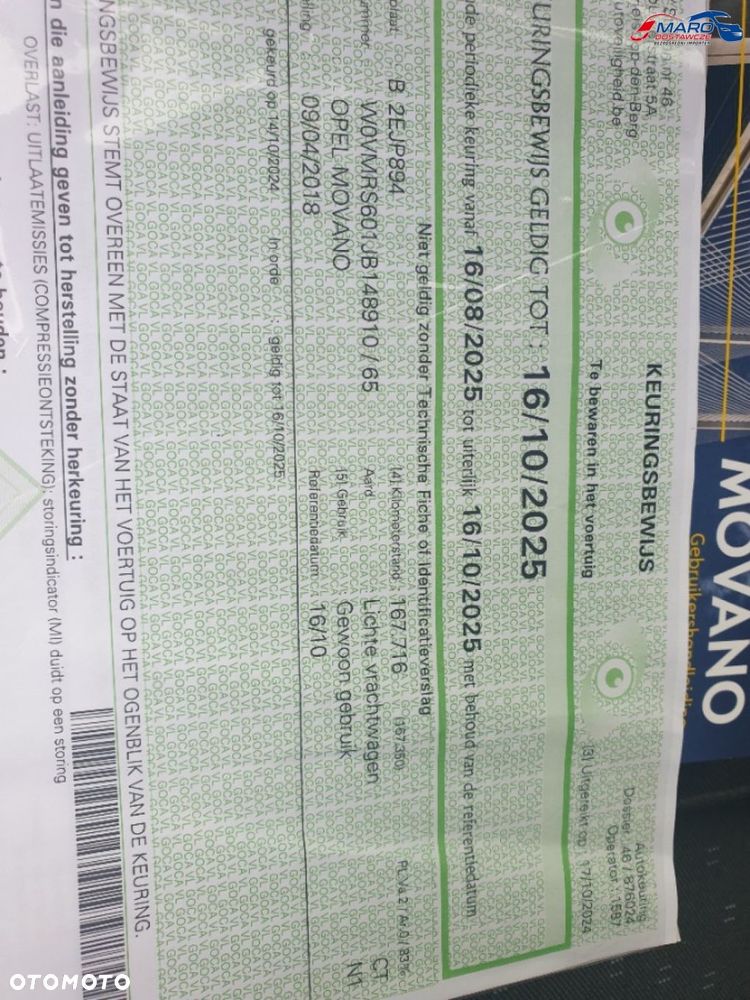 Opel MOVANO L2H2 POTWIERDZENIE PRZEBIEGU - 27