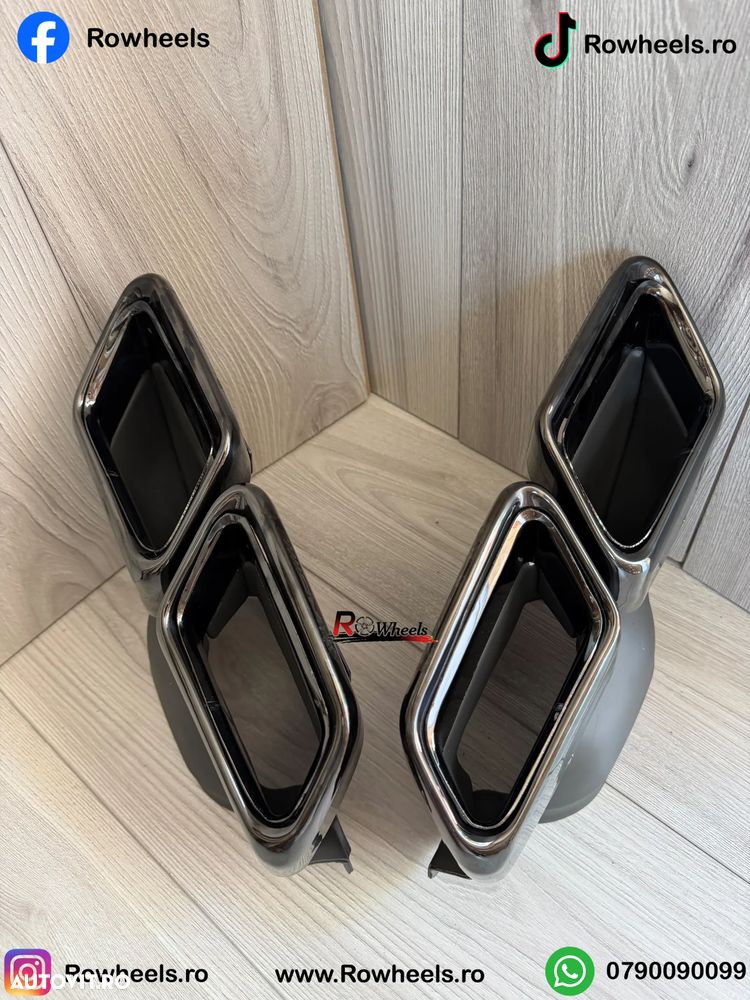 Ornamente tobe Tips evacuare Mercedes AMG S class E class C class W222 W212 W218 W205 W223 black chrome - 3