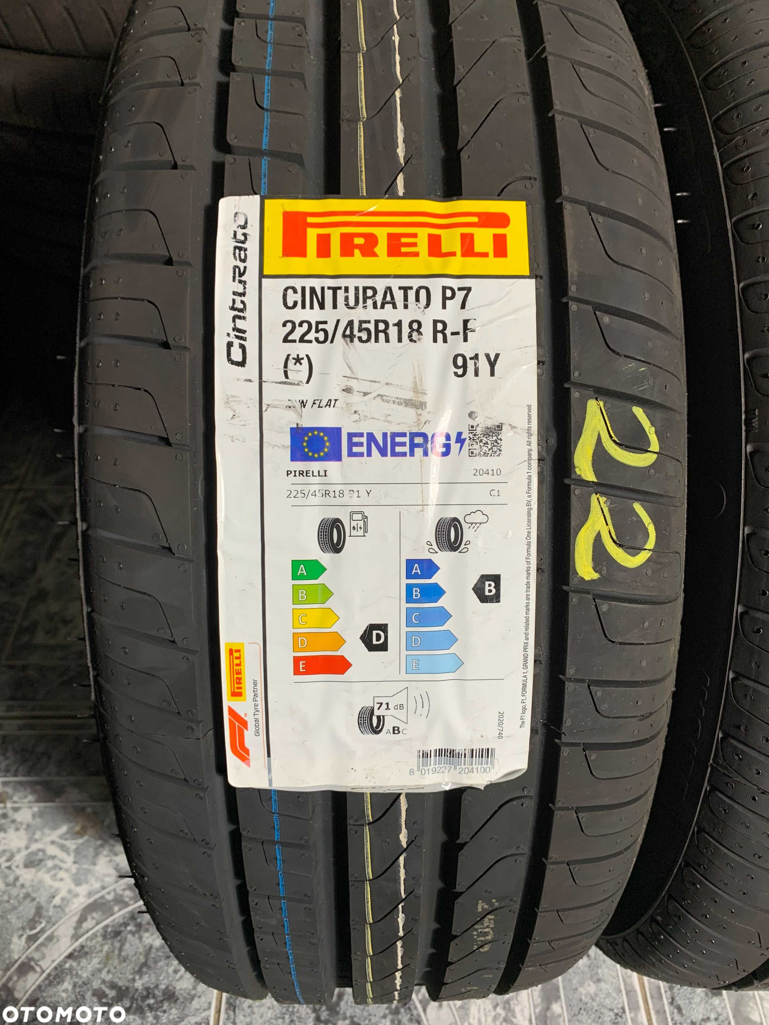 225/45 R18 91 Y RUN ON FLAT Pirelli P7 Cinturato - 2 szt NOWE NR:22 - 2