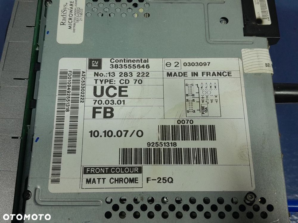 OPEL ZAFIRA B LIFT RADIO RADIOODTWARZACZ NAVI CD70 13283222 - 3