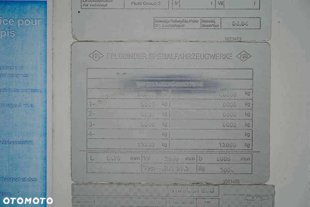 Feldbinder CEMENTONACZEPA / 2 KOMORY / 37 000 L / SILOS / DO MATERIAŁÓW SYPKICH / ALUFELGI - 23