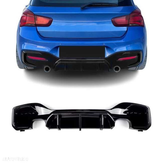 Difuzor Bara Spate M Prelungire Extensie BMW F20 F21 LCI Facelift (15-19), 135i Style, Negru Lucios - 1