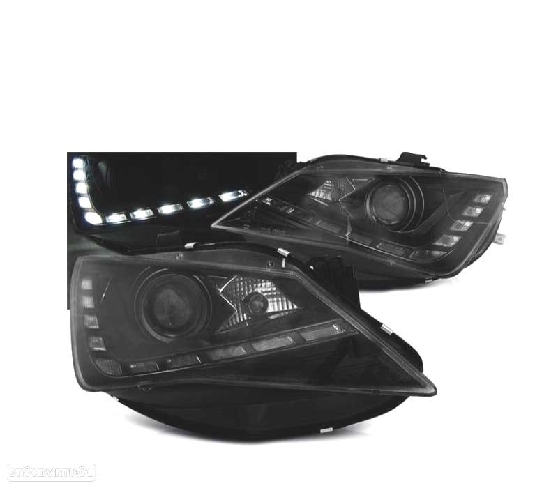 FARÓIS LUZ DIURNA LED PARA SEAT IBIZA 6J 12-15 FUNDO PRETO - 1