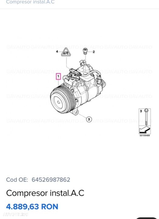 Compresor clima ac 6sbu14c bmw N47N 120 d e88 e90 e60 seria 5 X3 x1 - 5