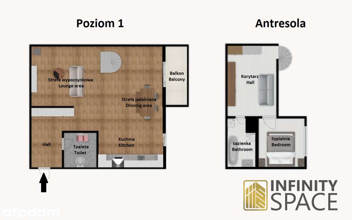 Unikatowy dwupoziomowy loft | Praga Płd. | Parking