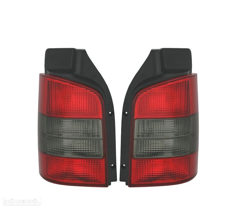 FAROLINS TRASEIROS VOLKSWAGEN VW T5 1P 03-09 VERMELHO FUMADO - 1