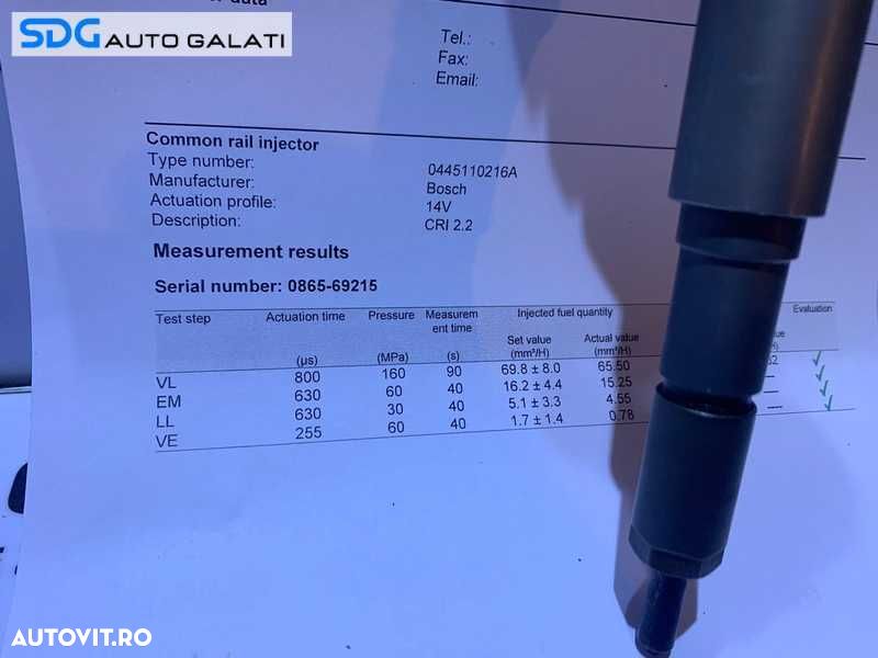 Injector Injectoare Probate Testate cu Fisa BMW Seria 5 E60 E61 520 2.0 D 2003 - 2010 Cod 0445110216 7793836 [M7919] - 4
