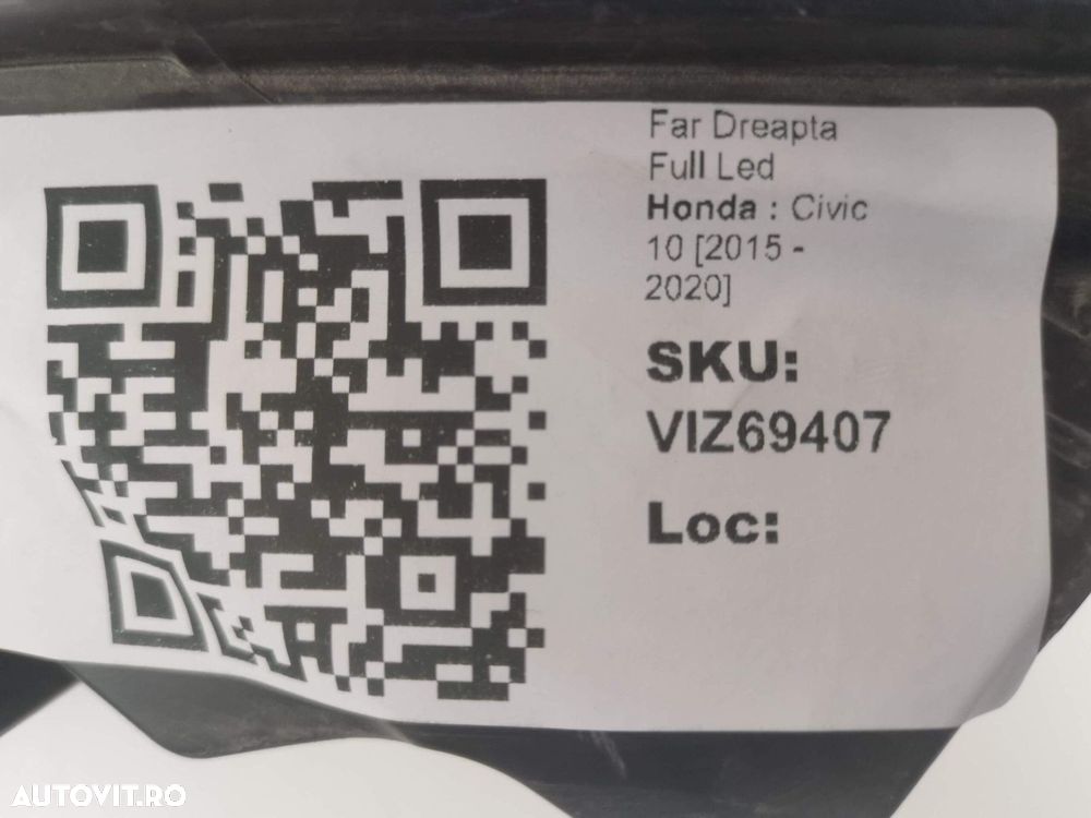 Far Dreapta Full Led Honda  Civic 10 2015 2016 2017 2018 2019 2020 Ori - 8