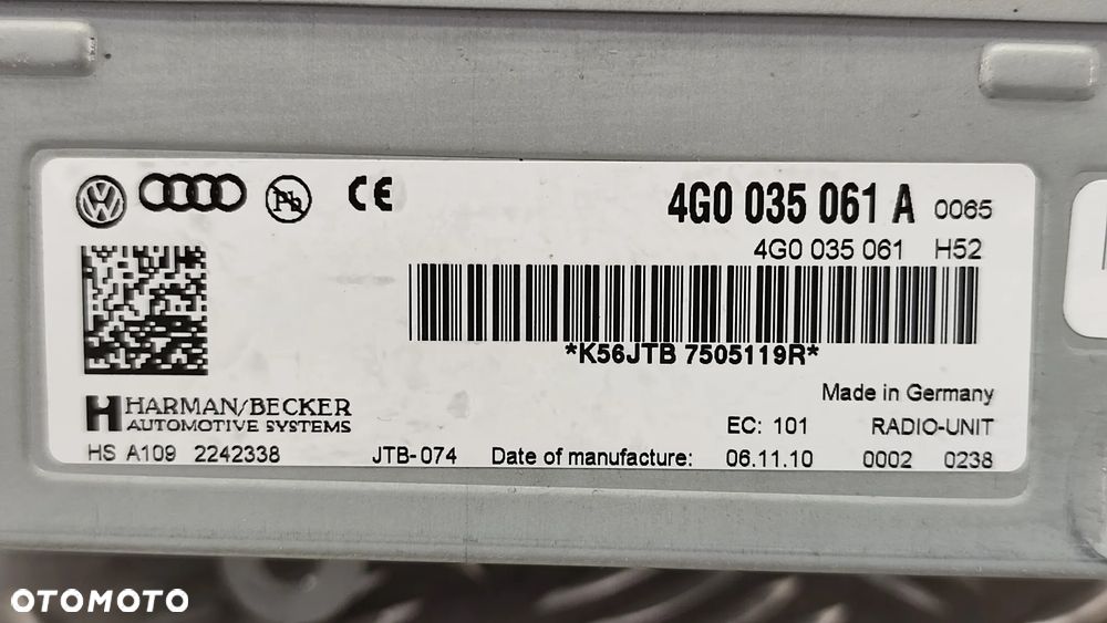 VW TOUAREG 7P 10-18R RADIO TUNER RADIOWY 4G0035061A 4G0035061 A - 4