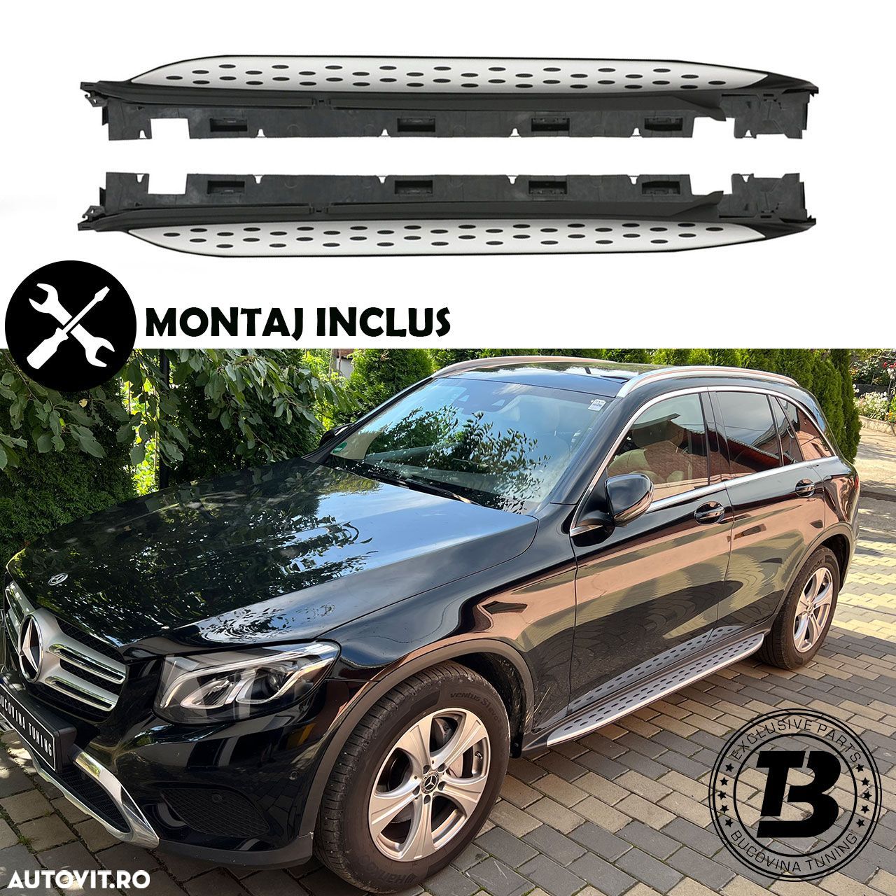 Praguri Aluminiu compatibile cu Mercedes GLC C253 X253 cu MONTAJ INCLUS - 1
