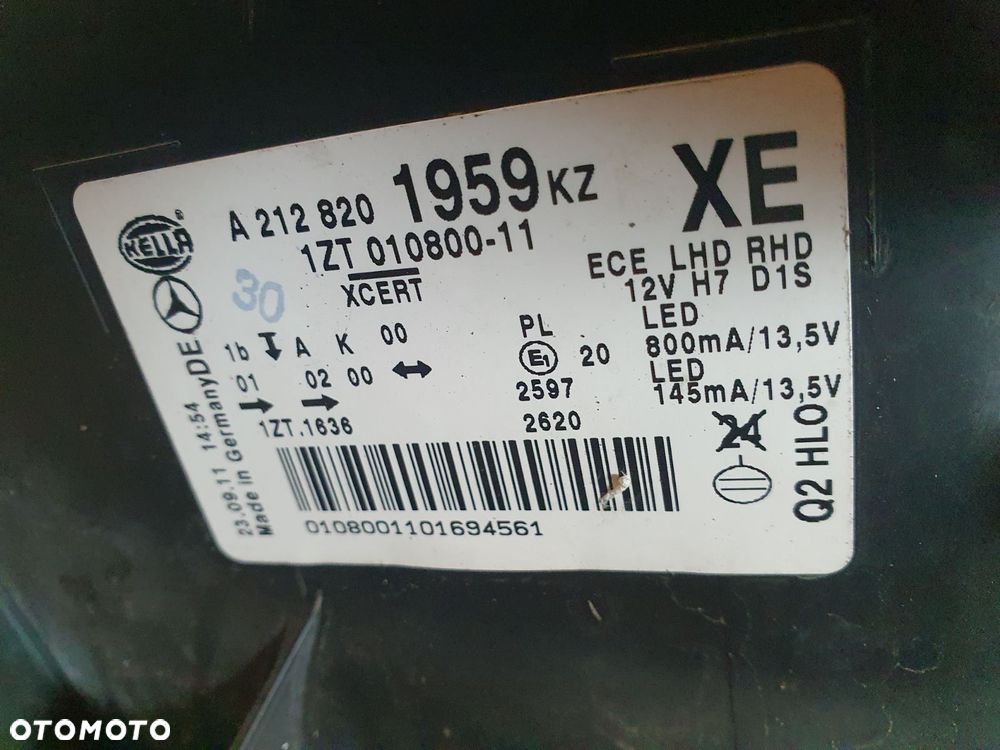 REFLEKTOR LEWY MERCEDES E-KLASA W212 XENON EUROPA - 6