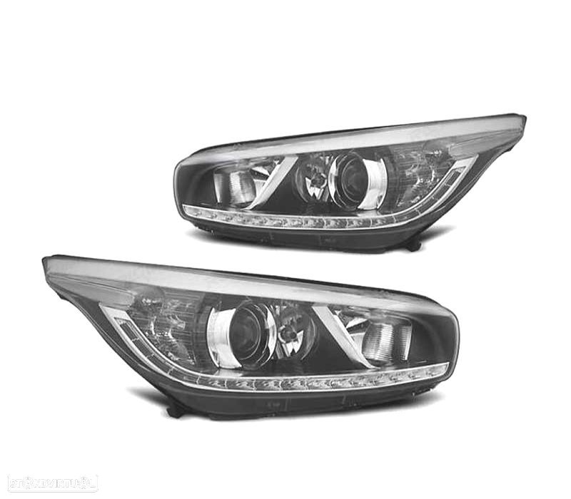 FARÓIS OPTICAS KIA CEED II 12-18 LUZ DIURNA LED PRETO - 1
