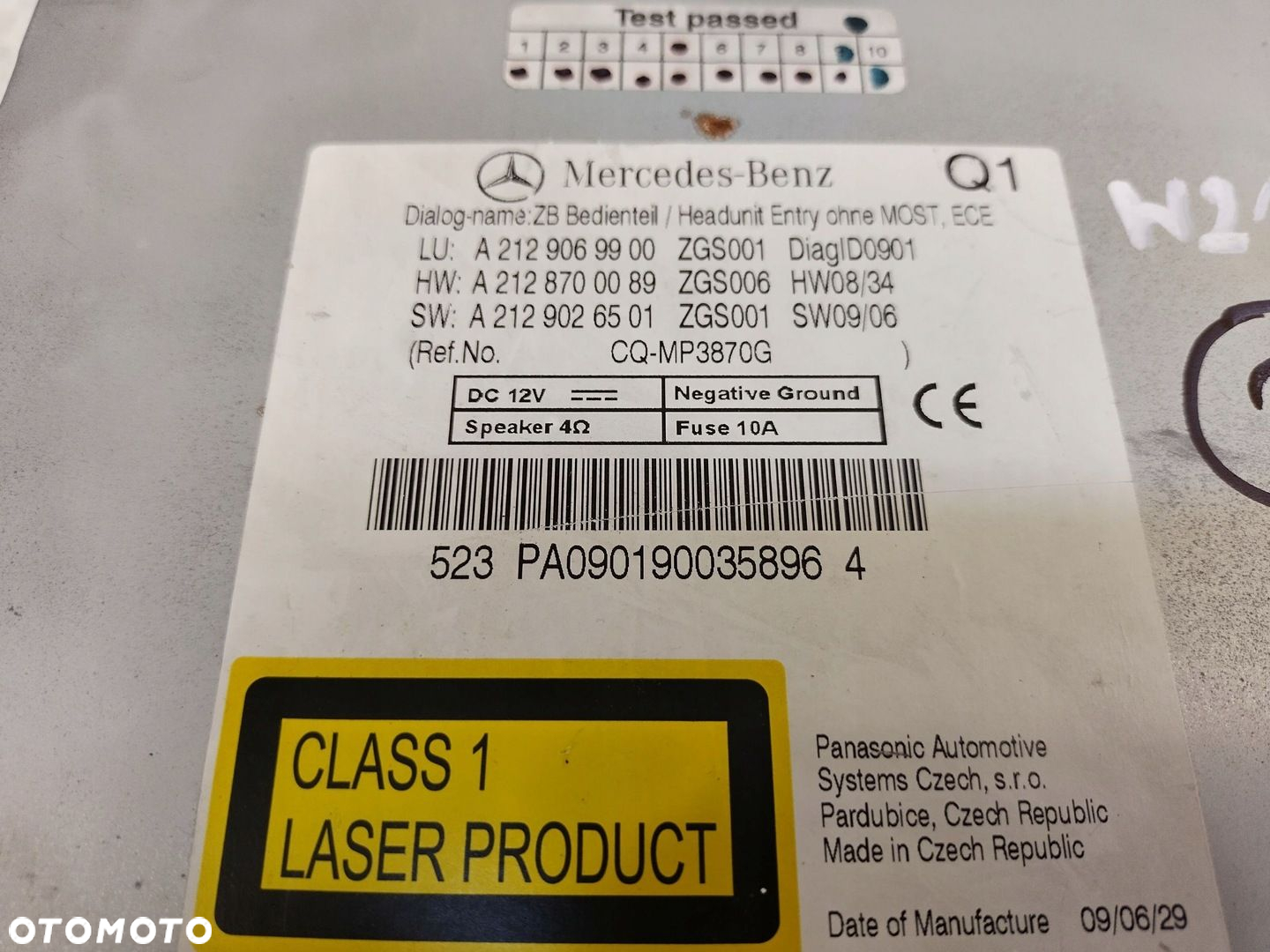 MERCEDES E W212 RADIO CD A2129069900 - 8