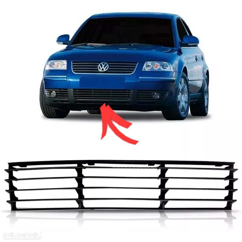 Grelha Central Para-choques Frontal - Volkswagen Passat 3BG B5.5 - 2