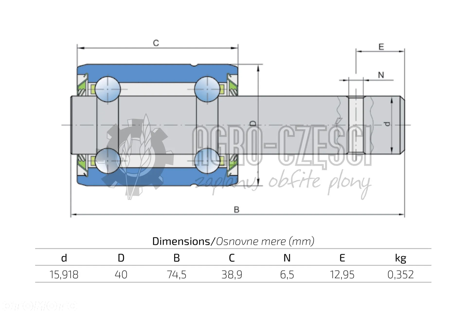 ŁOŻYSKO pasuje do MASCHIO 400x115 F04100040 FKL - 2