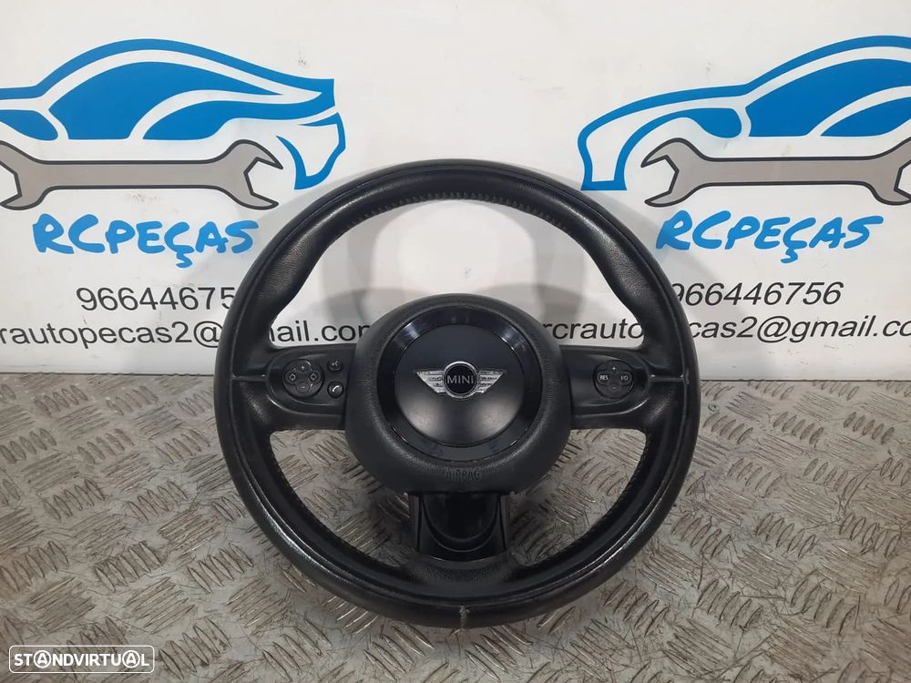 VOLANTE GUIADOR COMPLETO MINI COOPER R56 R57 CABRIO R60 LCI PELE MULTIFUNÇÕES AIRBAG PRETO PIANO ORIGINAL - 5