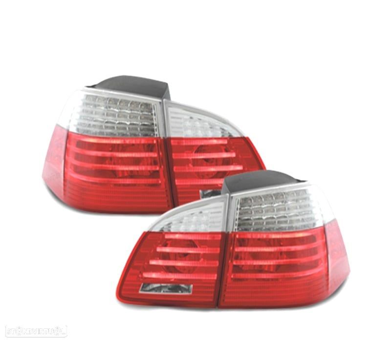 FAROLINS TRASEIROS LED BMW E61 TOURING 03-07 VERMELHO BRANCO - 1