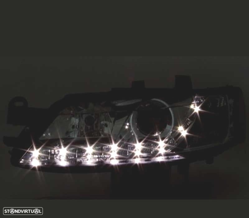 FARÓIS FRONTAIS LUZ DIURNA LED PARA OPEL VECTRA B 95-98 FUNDO PRETO - 3