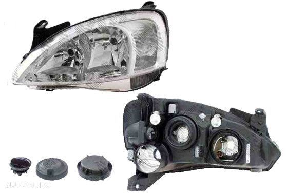 Far Opel Corsa C 07.2000-10.2003 TYC fata dreapta, tip bec H7+H7, reglare electrica, far tip Valeo, fara motoras - 1