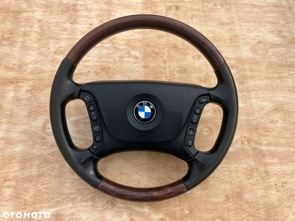 KIEROWNICA BMW E39 DREWNO DREWIANA LIFT PODUSZKA E38 X5 E46 - 1