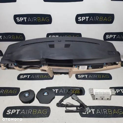 BMW E90 NAVI DESKA ROZDZIELCZA DÓŁ BEŻ KONSOLA KOKPIT PULPIT PODUSZKI AIRBAG AIR BAG NAPINACZE KIT SET - 1
