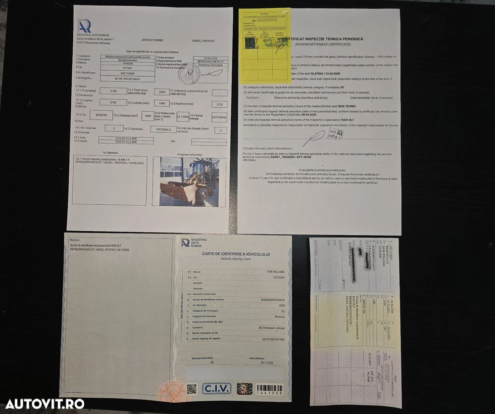 Venieri VF1.33 4x4 An 2005 Mini BuldoExcavator +Remorca Utilaje Ifor Williams 3.5T - 7