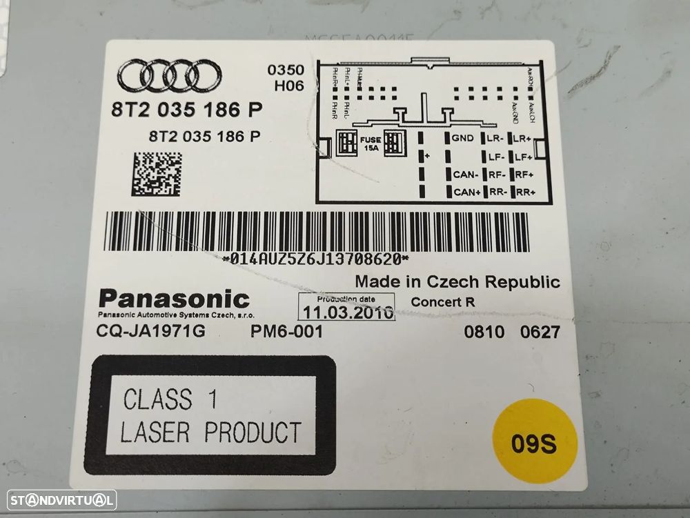 Auto Radio Original Concert A5 8T Audi A4 B8 8T2035186P - 9