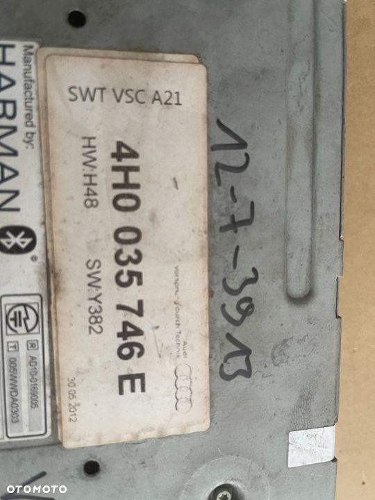 Czytnik Zmieniarka Jednostka Harman NAVI MMI Audi A8 D4 4H0035746e - 3