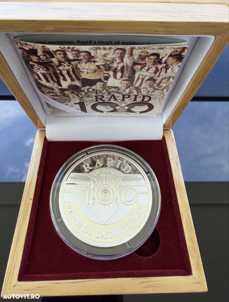 Medalie Lingou Moneda Aniversare Rapid Bucuresti-100 Ani 47 Grame 999% Ag Argint - 1