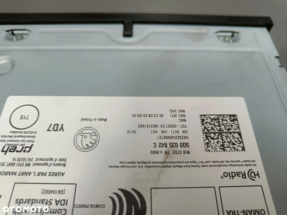 Radio Skoda Fabia 3 III Wyświetlacz Jednostka Czytnik 5Q0035842C 6V0919604B - 12
