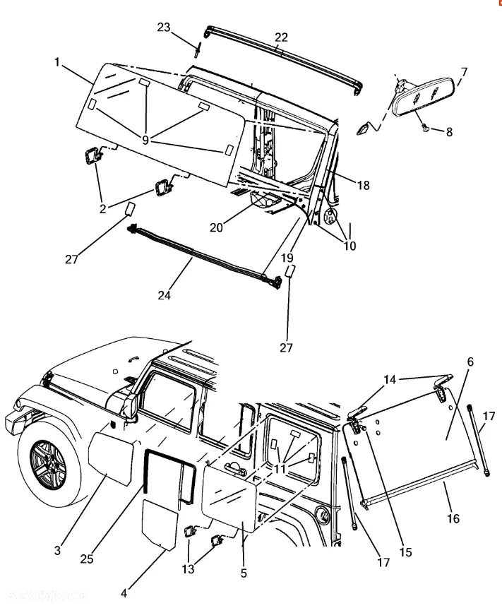NOWA szyba atermiczna PRAWY przód/BOK, Jeep WRANGLER 09-18 - 3