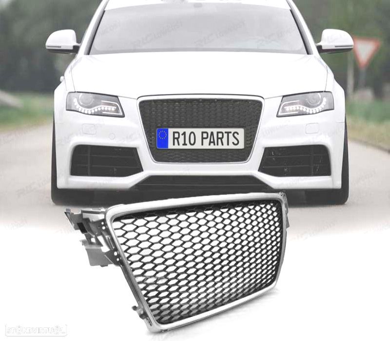 GRELHA FRONTAL AUDI A4 B8 08-11 LOOK RS CINZA CLARO - 1