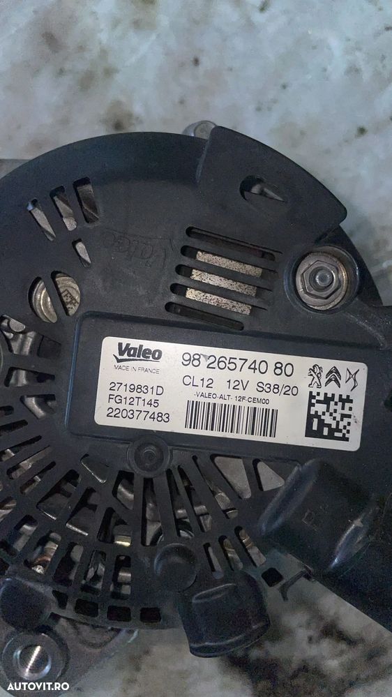 Alternator Peugeot 3008, Citroen C3, Peugeot 208, Opel Corsa F 1.2 benzina 9826574080 - 2