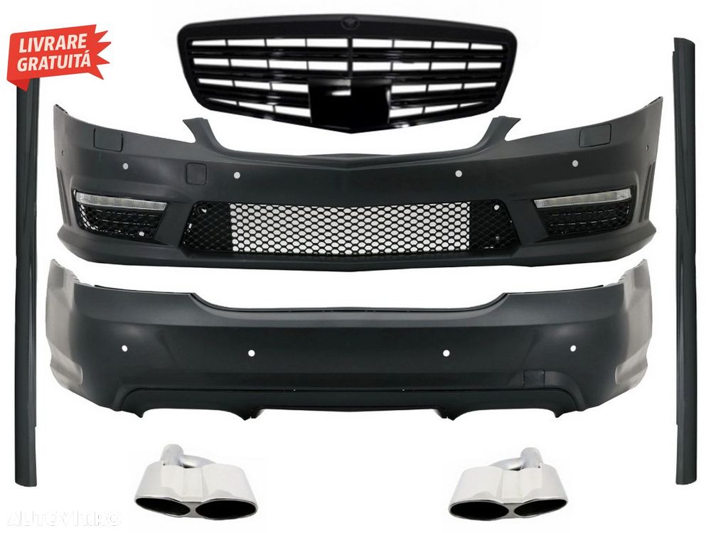 Pachet Exterior Complet Mercedes S-Class W221 (2005-2011) cu Grila Negru Lucios si- livrare gratuita - 1