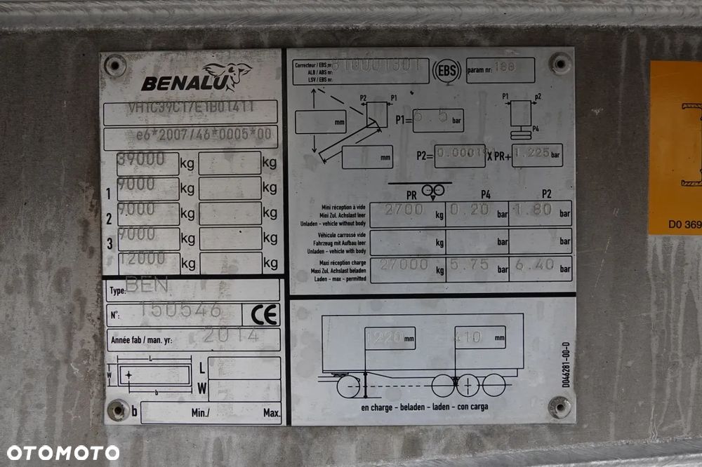 Benalu WYWROTKA / 26 m3 / ALUMINIOWA / OŚ PODNOSZONA / WAGA: 5 000 KG / ALUFELGI / SPROWADZONA - 20