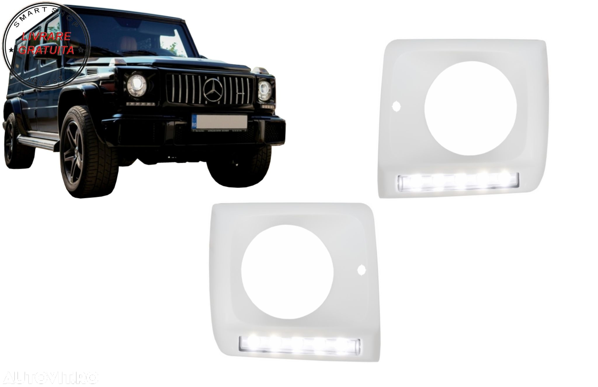 Carcasa faruri cu Lumini de zi dedicate LED DRL Mercedes G-class W463 (1989-2012) - livrare gratuita - 11