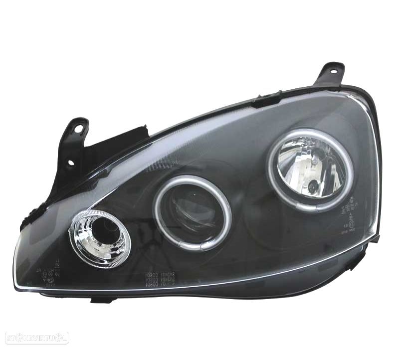 FARÓIS ANGEL EYES CCFL OPEL CORSA C 00-06 FUNDO PRETO - 2