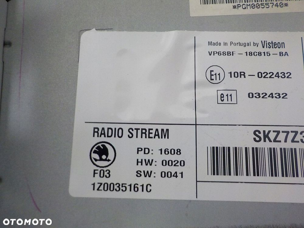 SKODA OCTAVIA II RADIO STREAM MP3 1Z0035161C - 2