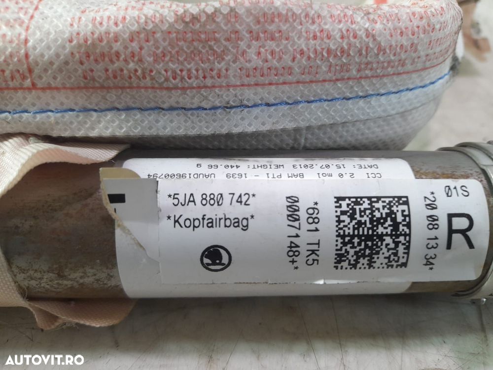 Airbag cortina 5JA880742 Skoda Rapid 1 [facelift] [2017 - 2019] 1.0 t - 2