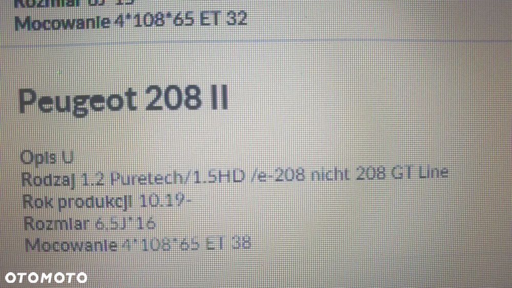 Felgi stalowe 16" 4x108 6,5x16 ET 38 PEUGEOT 208 CITROEN DS - 8