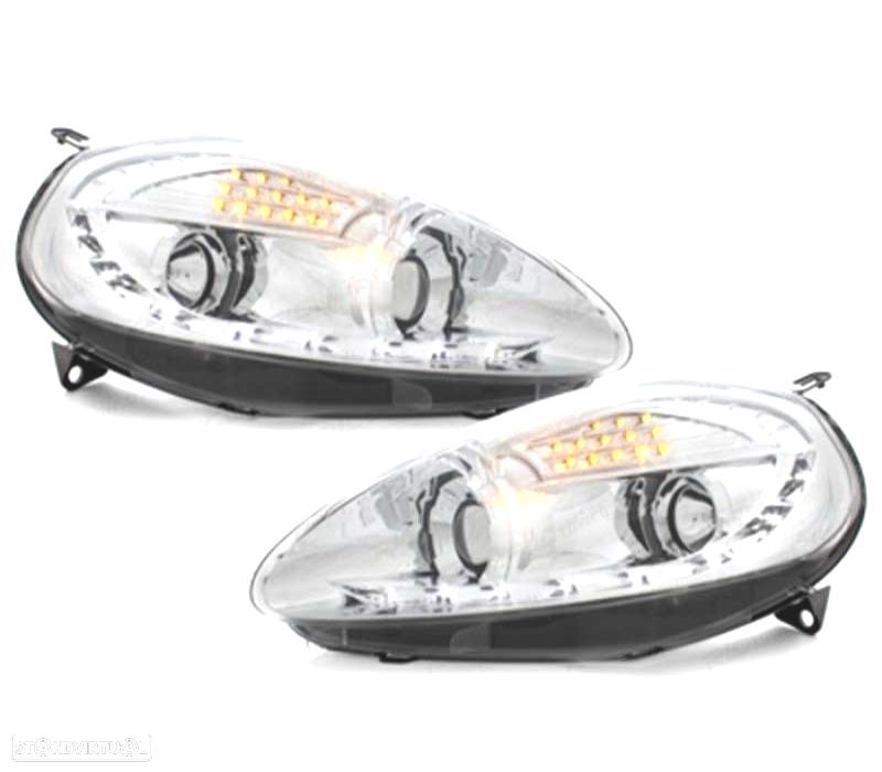 FARÓIS FIAT GRANDE PUNTO 05-08 LUZ DIURNA FUNDO CROMADO - 1