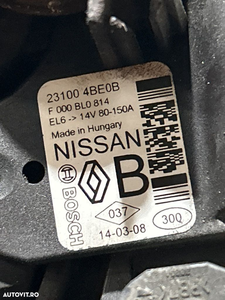 Alternator Nissan Qashqai J11 1.2 DIG - T 2013 - 2017 115CP 1197CC HRA2DDT Euro5 (1197) ... - 4