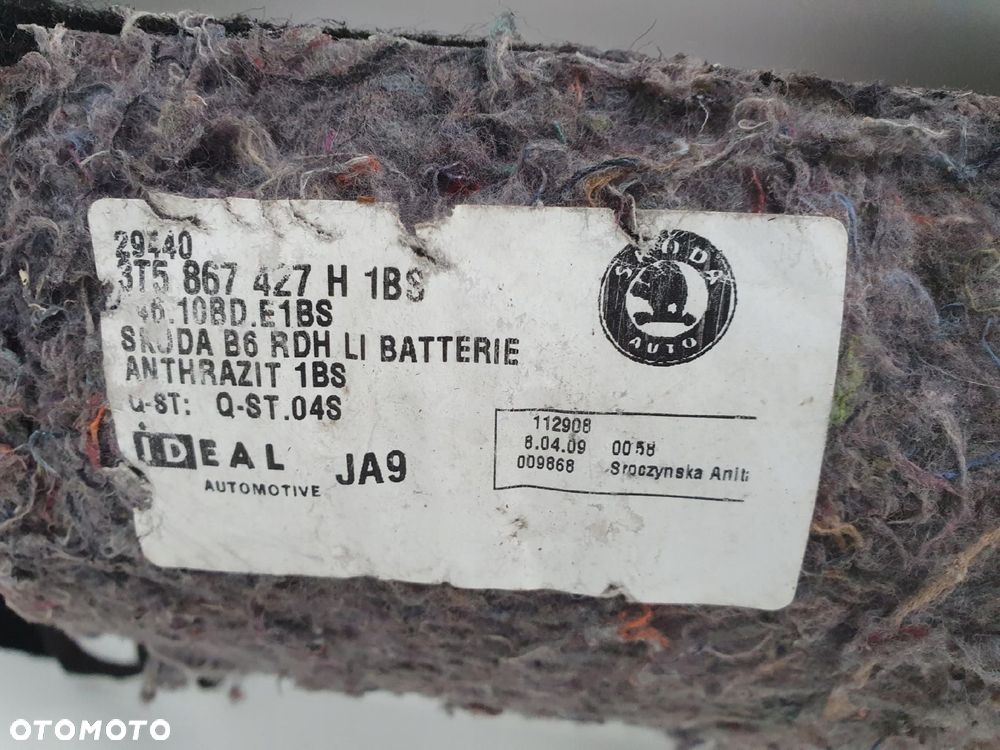 Skoda Superb II HTB LEWY BOCZEK BAGAŻNIKA Tapicerka LEWA TYLNA TYLNIA TYŁ - 2