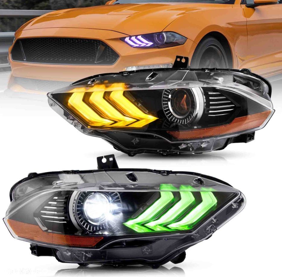 reflektory lampy kpl bi led rgb black europa ford mustang vi 6 lift 2018-23 - 1