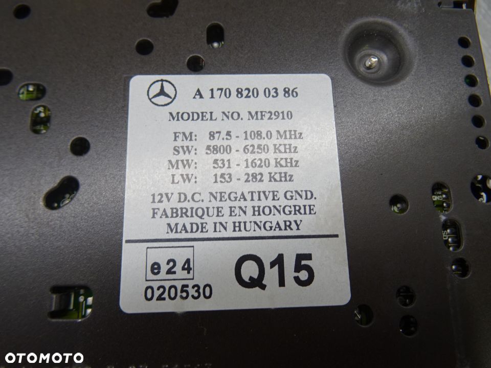 MERCEDES W168 LIFT 01-04 RADIO A1708200386 - 10