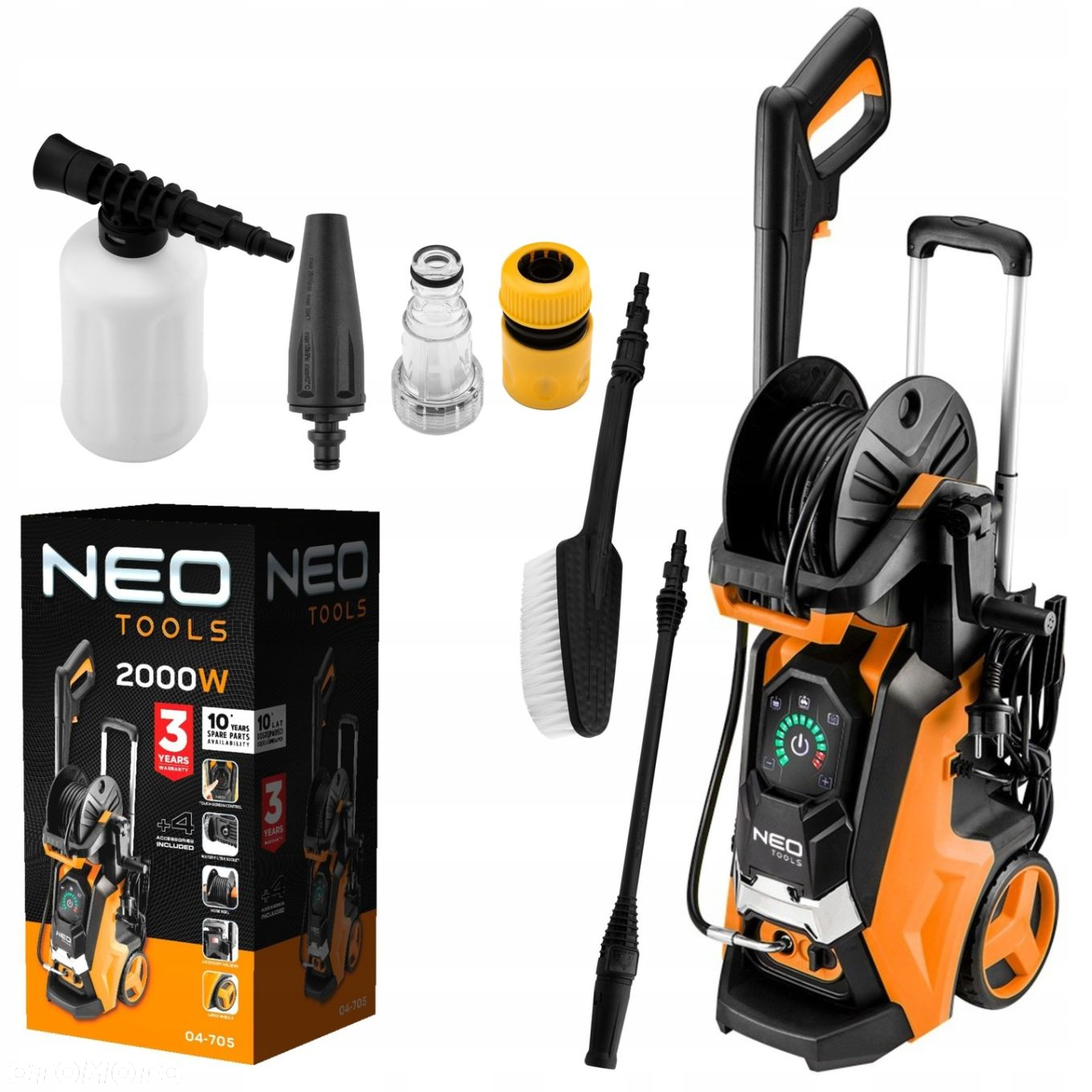 NEO MYJKA CIŚNIENIOWA 2000W CIŚNIENIE 150 BAR WĄŻ ZESTAW AKCESORIÓW 04-705 - 2