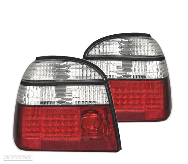 FAROLINS TRASEIROS LED PARA VOLKSWAGEN VW GOLF 3 MKIII 91-97 VERMELHO BRANCO