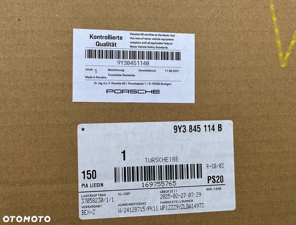 Mała szyba boczna prawy tył Porsche Cayenne 9y3845114b 9y3 845 114 b - 2