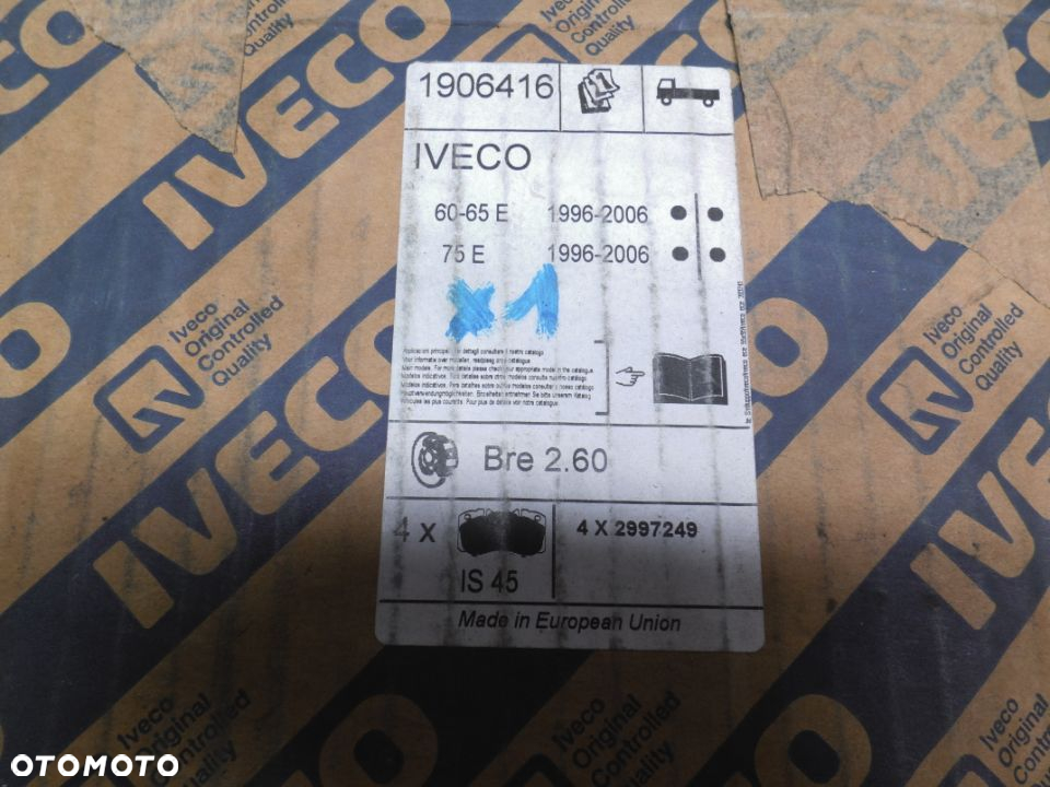 KLOCKI HAMULCOWE IVECO EUROCARGO DAILY 65C 1906416 NOWE ORYGINALNE KLOCKI - 2